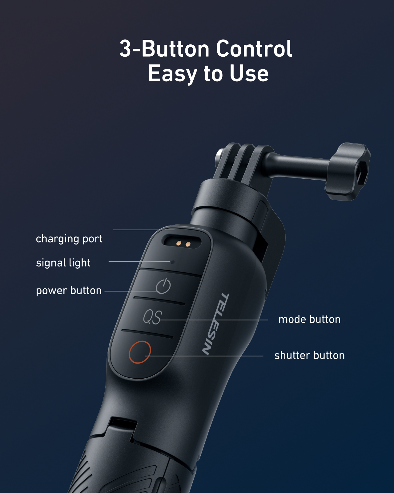 Telesin Floating Remote Selfie Stick For Action 6/5 Pro/4