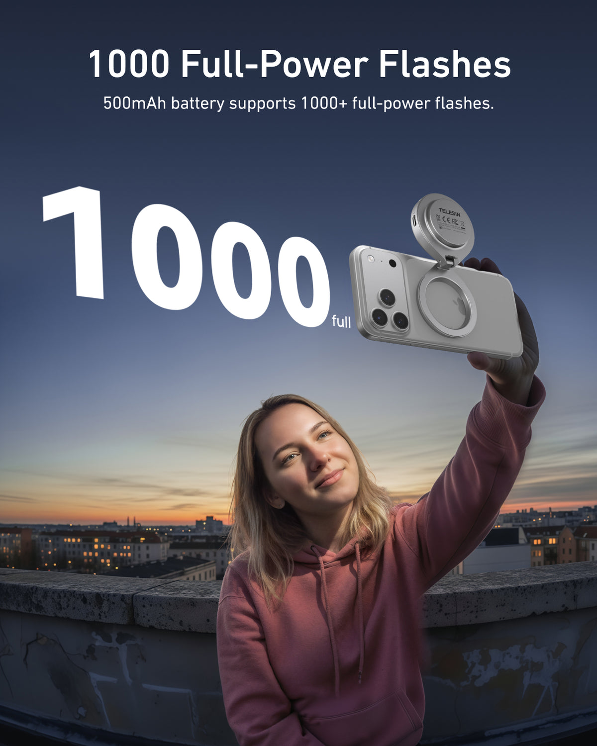 Telesin 2 In 1 Magnetic Flashlight & Selfie Light