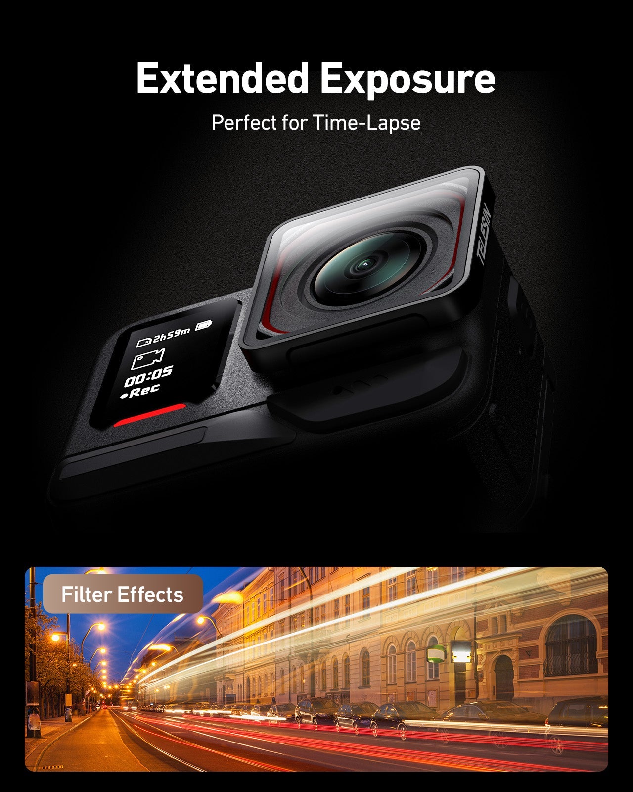 SCHOTT glass lens detail on TELESIN Insta360 Ace Pro 2 filter set with multi layer coating