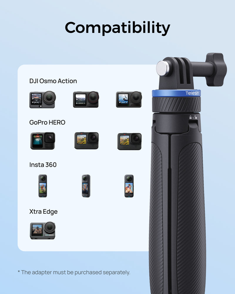 Telesin 65cm One-Button Open Tripod Selfie Stick (Trident Base)