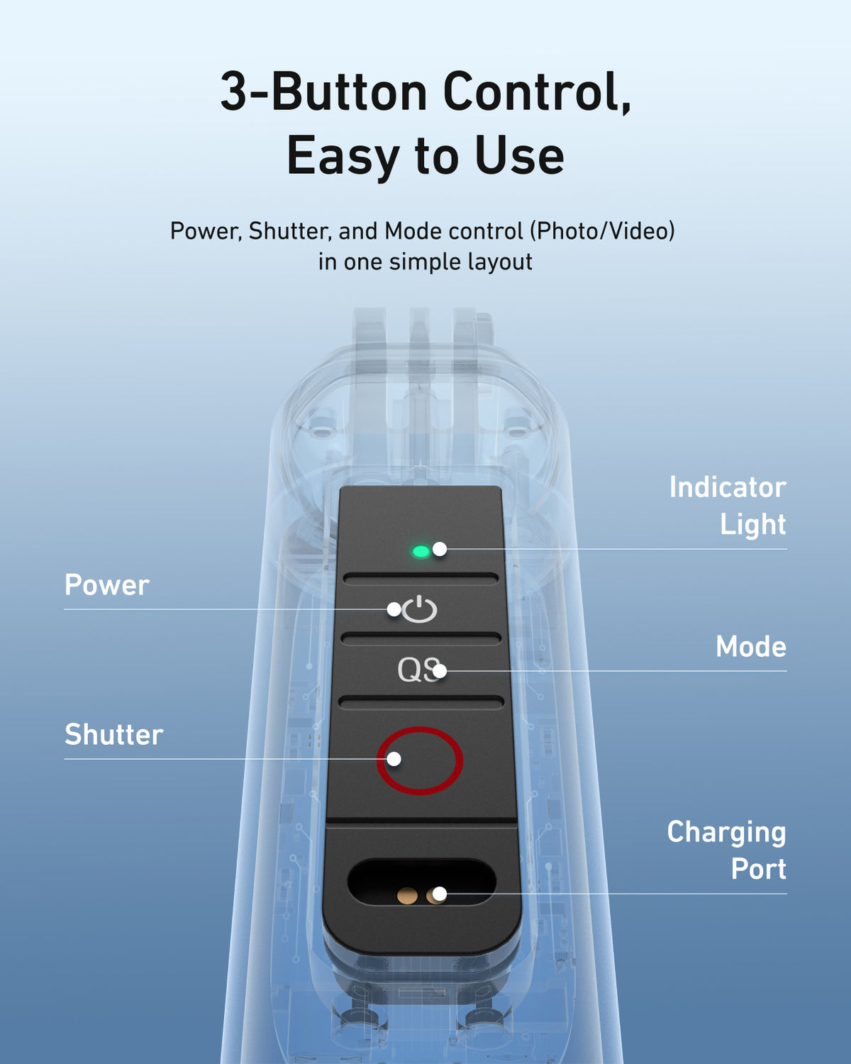 Telesin Floating Bluetooth Remote Handle for Action 6/5 Pro/4