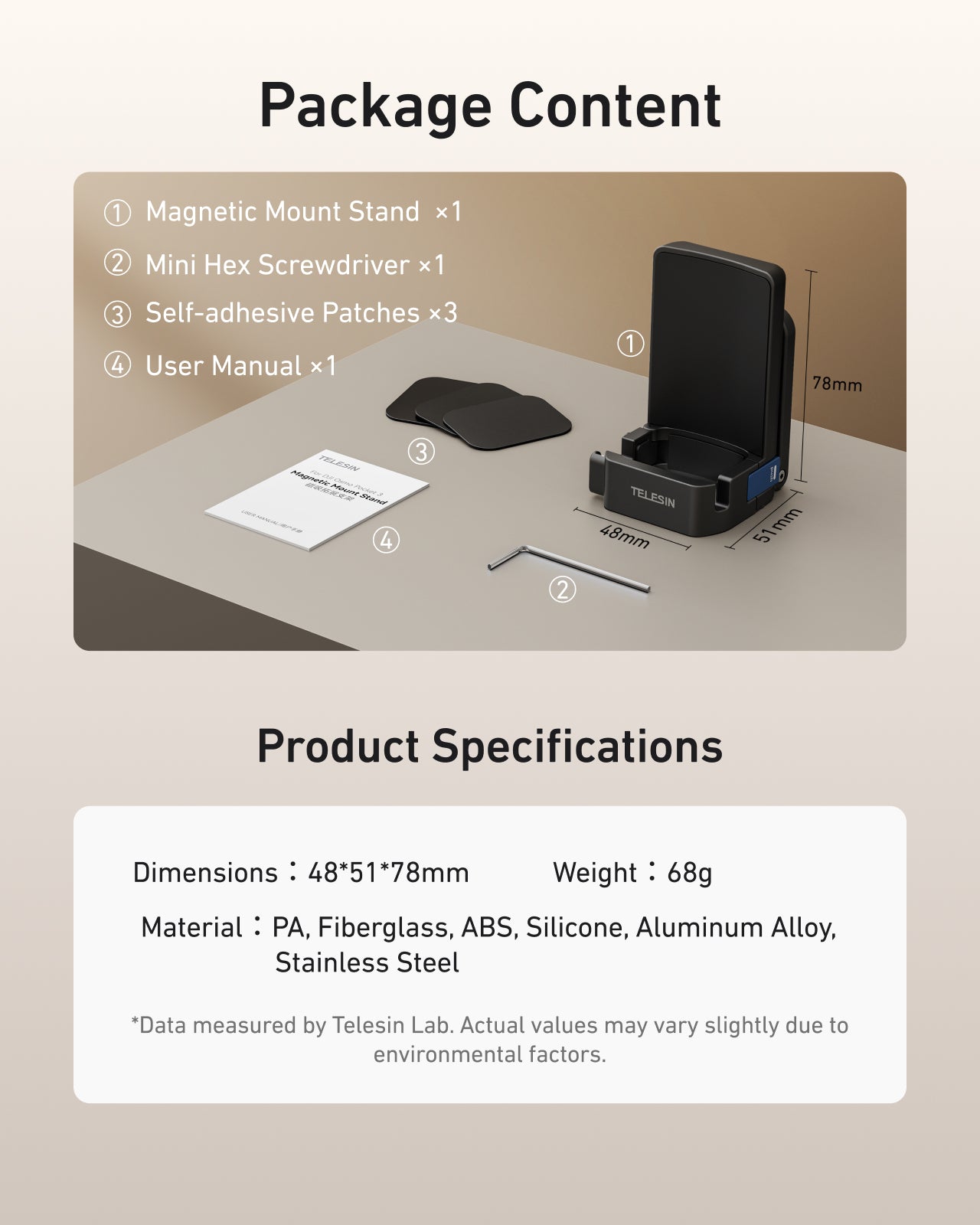 Telesin Magnetic Mount Stand for Osmo Pocket 4/3