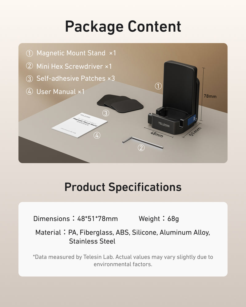 Telesin Magnetic Mount Stand for Osmo Pocket 4/3