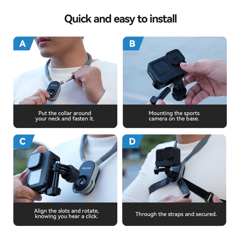 TELESIN Quick Release Neck Mount for Action Cameras (2.0) TELESIN