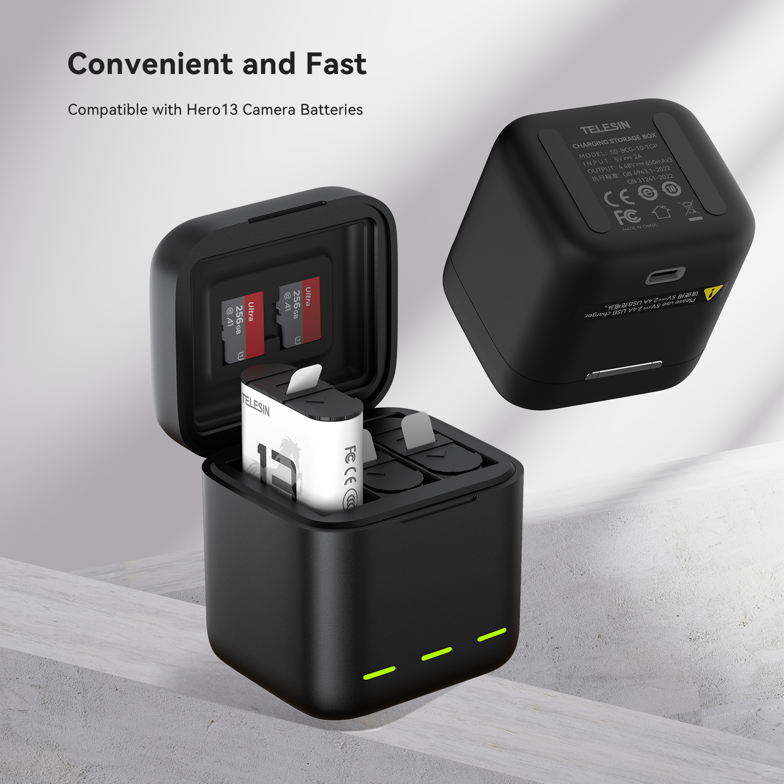 Retractable charging box for Gopro 13 telesinstore