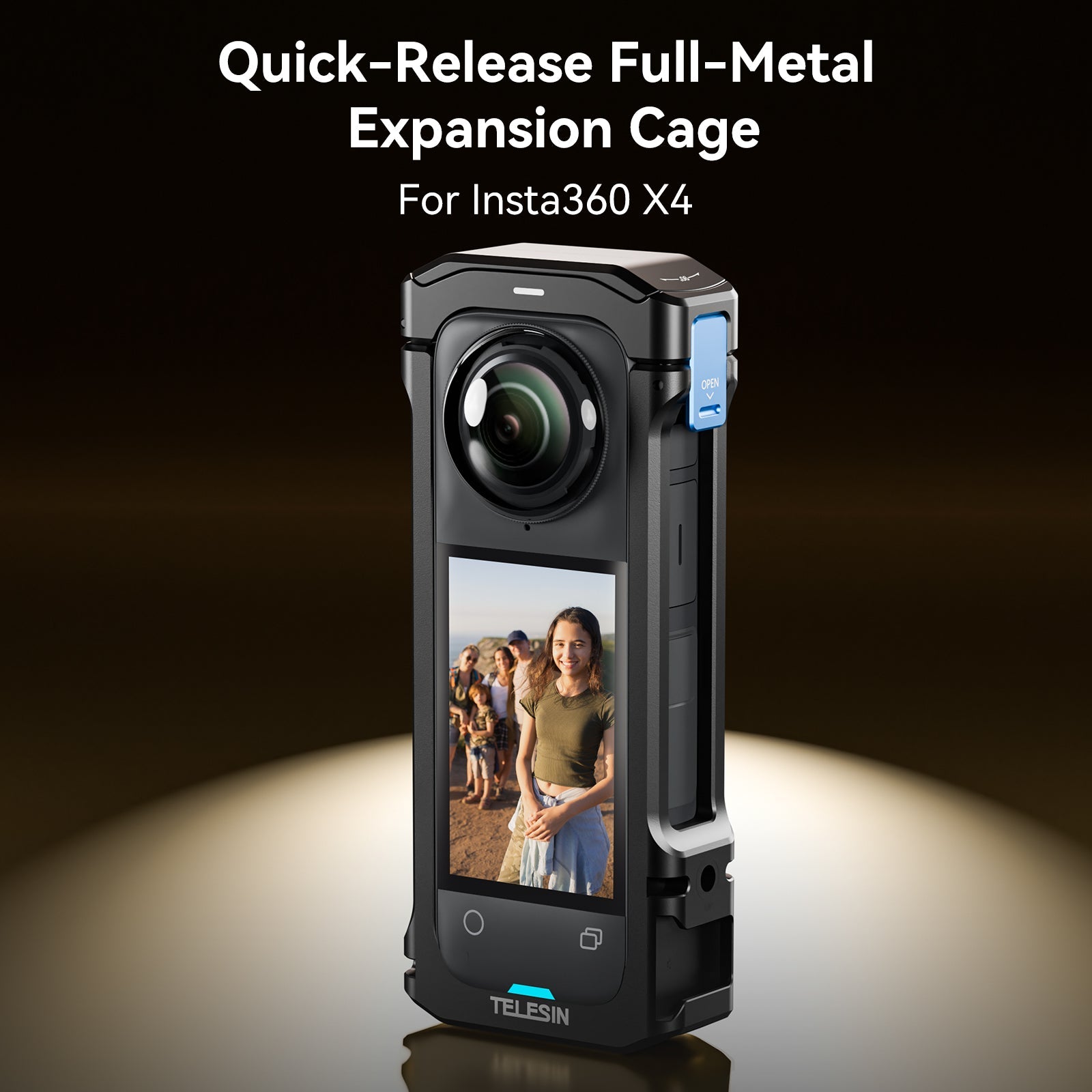 Telesin Full Metal Expansion Cage For Insta360 X4 telesinstore