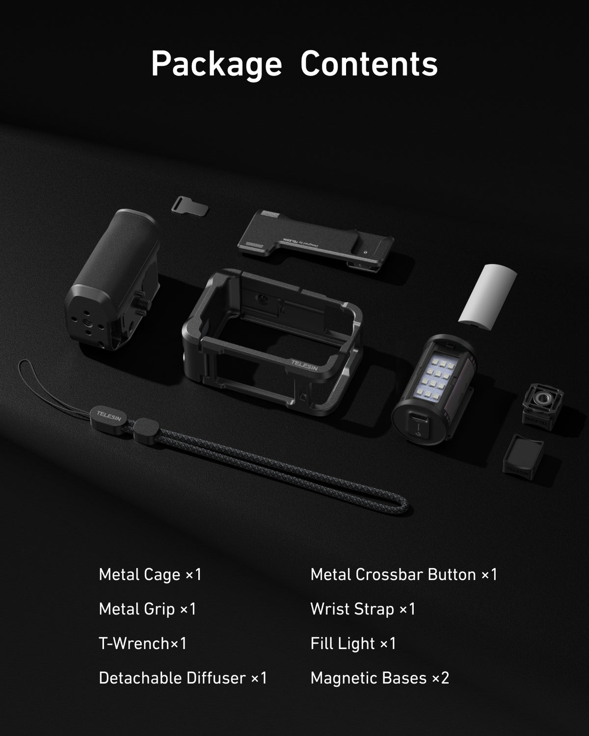 TELESIN StreetGrip Kit + RGB Fill Light for DJI Osmo Action 6