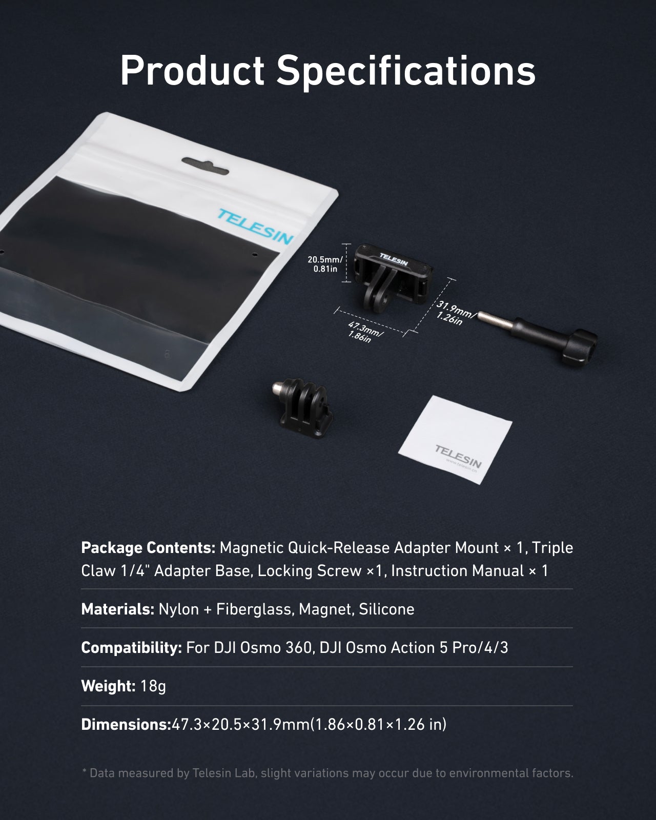 TELESIN Magnetic Quick-Release Adapter Mount telesinstore