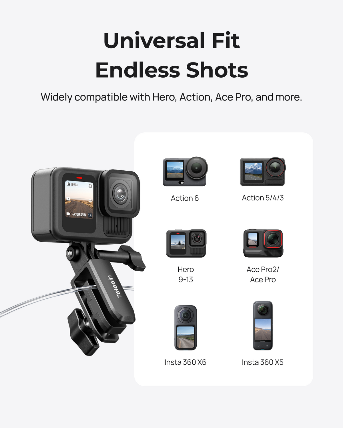 Telesin Motorcycle Windshield Camera Mount