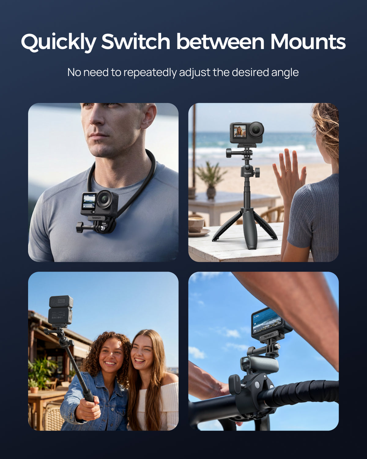 Telesin Dual-Direction Magnetic Quick-Release Base for DJI Osmo Action 6