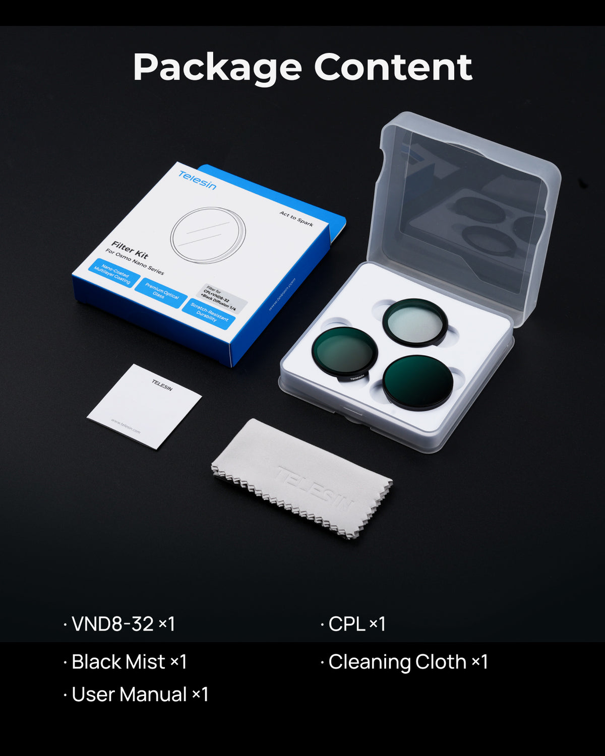Telesin Nano Series Camera Filter Kit