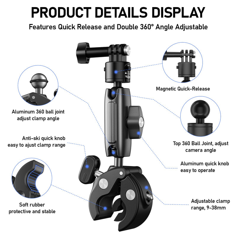 TELESIN Quick Release Universal Clamp Mount TELESIN