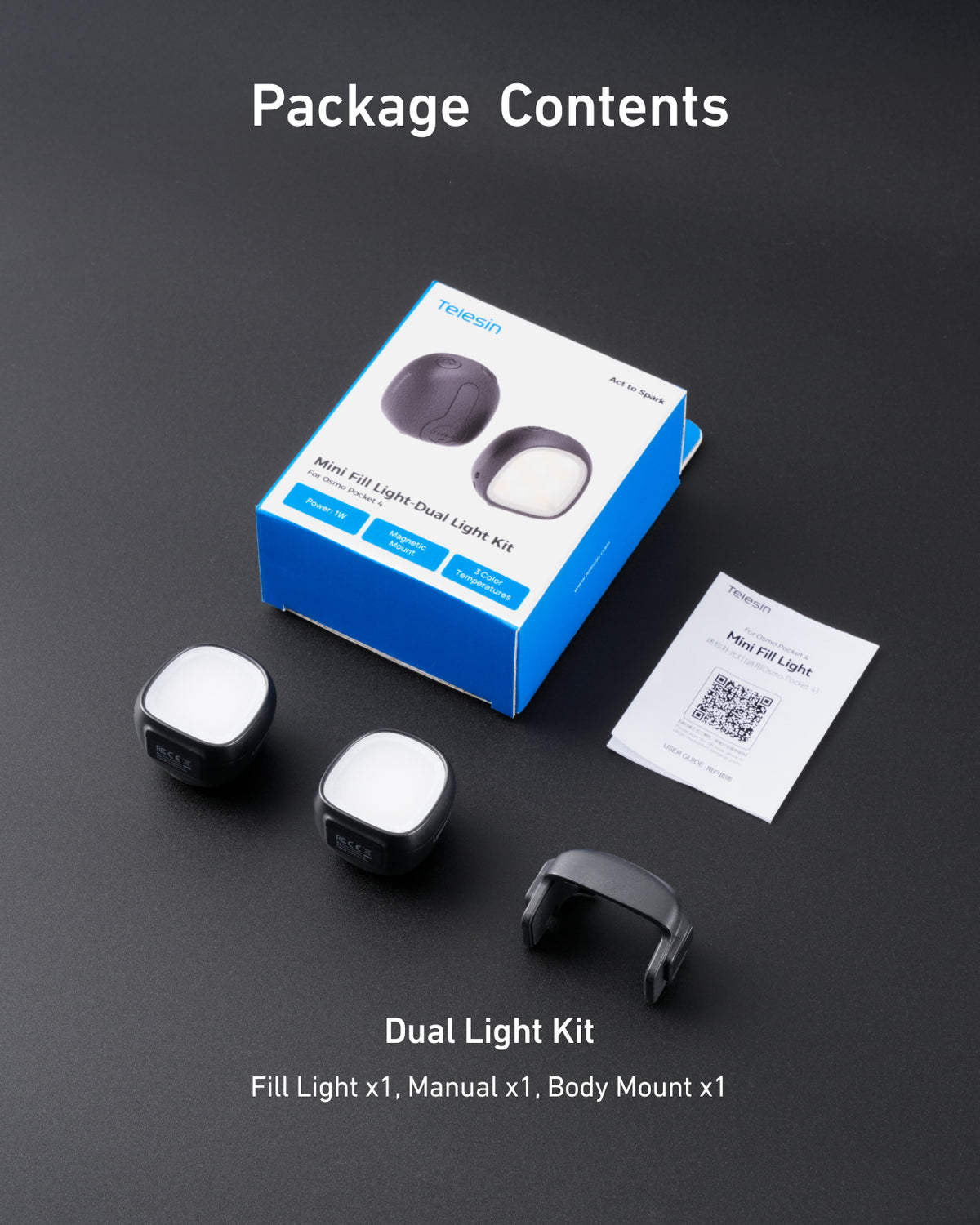 Telesin Dual Mini Fill Light Set for DJI Osmo Pocket 4/4P