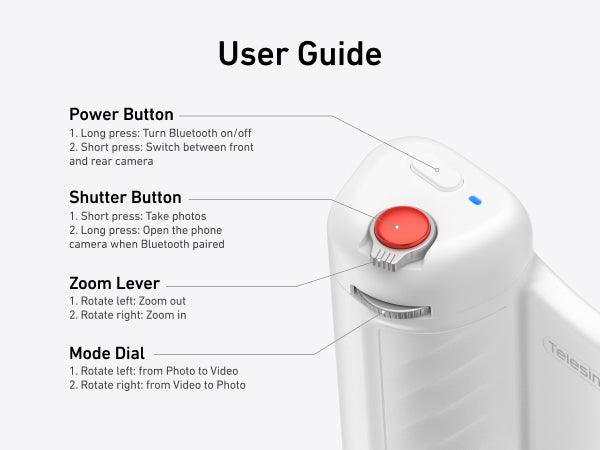 Telesin Fill-Light Selfie Handle for Smartphones