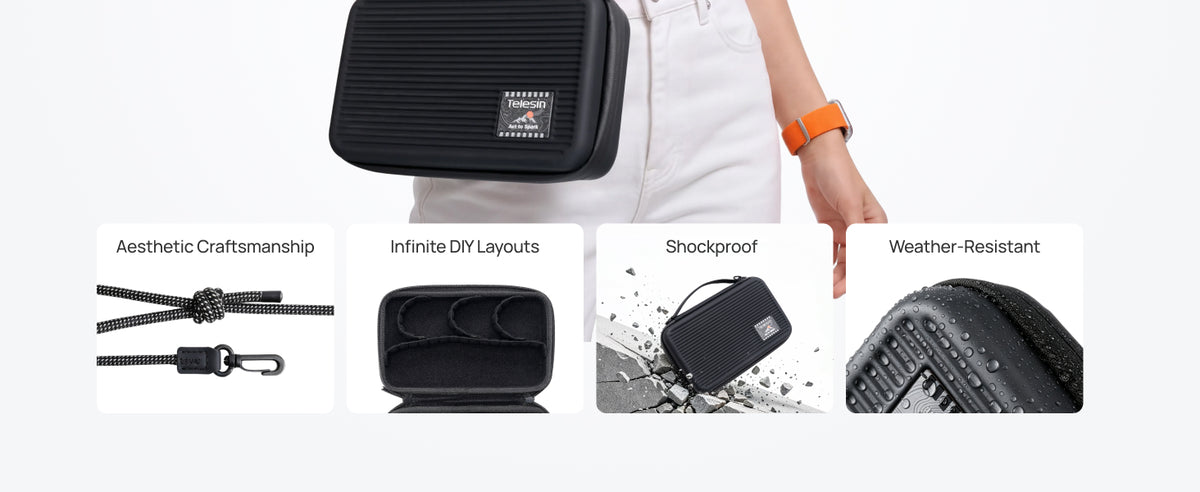 Telesin DisAdv DIY Accessory Storage Bag for Action Cameras