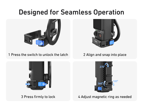 Telesin Magnetic Extension Frame Mount Stand For DJI Osmo Pocket 4P/ 4/ 3