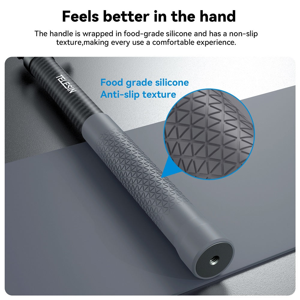 TELESIN 1.2m Adjustable Carbon Fiber Selfie Stick