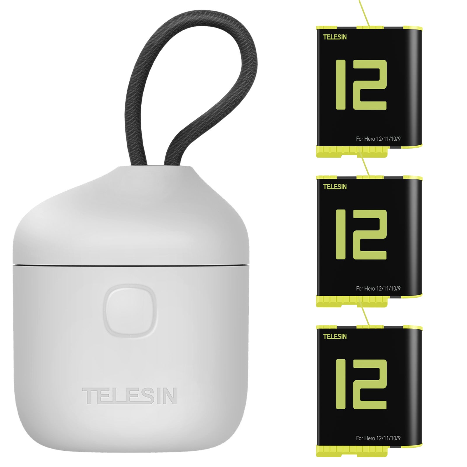 TELESIN Charger with Batteries for GoPro 12/11/10/9