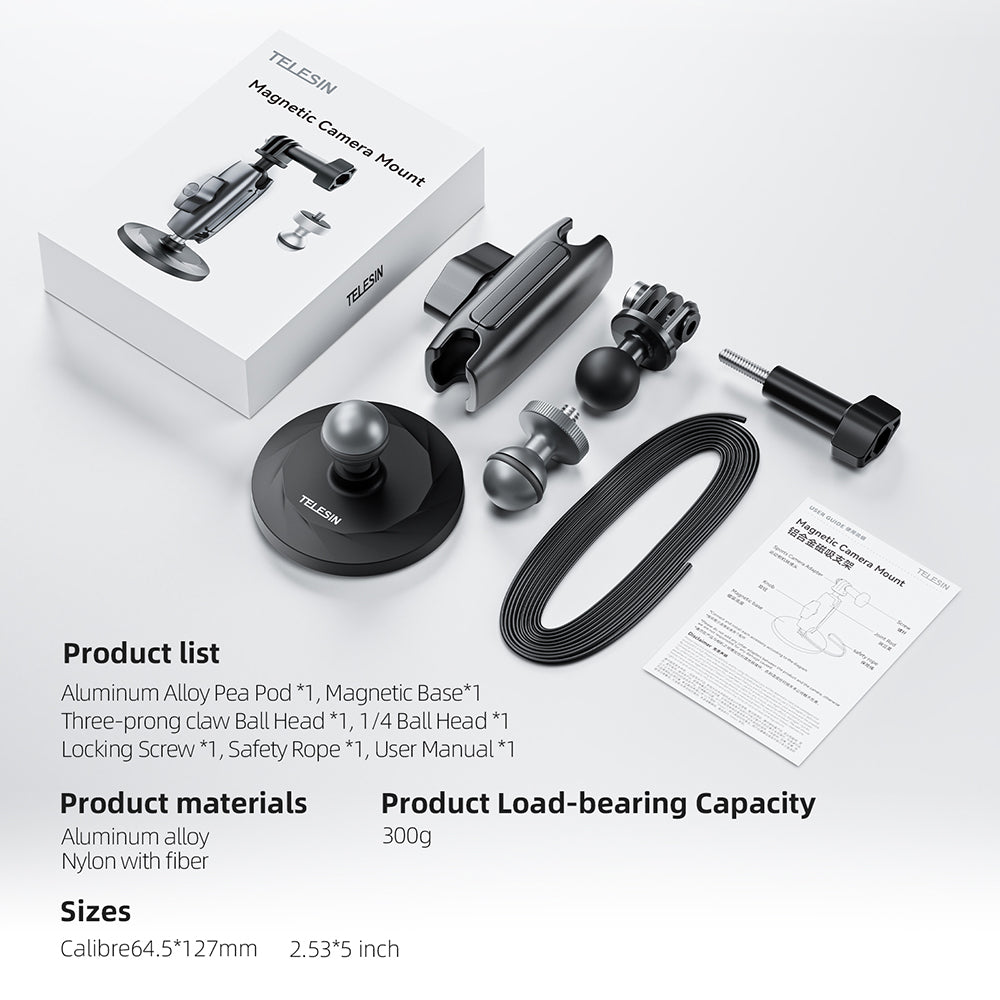 TELESIN Aluminum Alloy Magnetic Base Mount