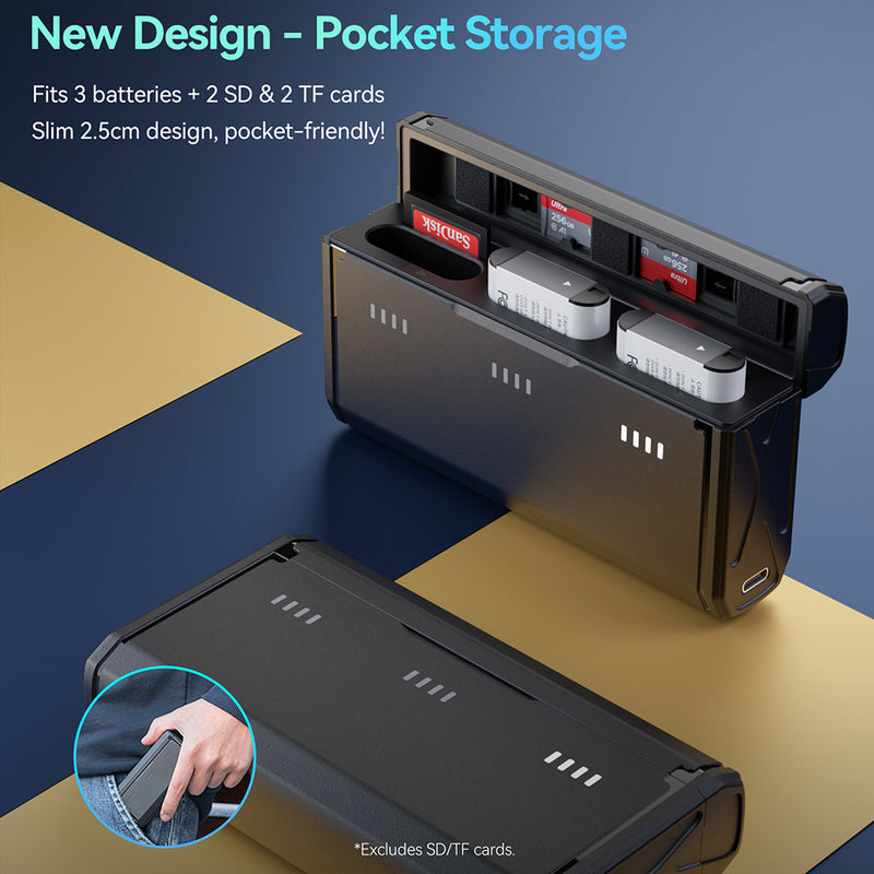 TELESIN Portable Charging Case with 2 NP-BX1 Batteries for Sony