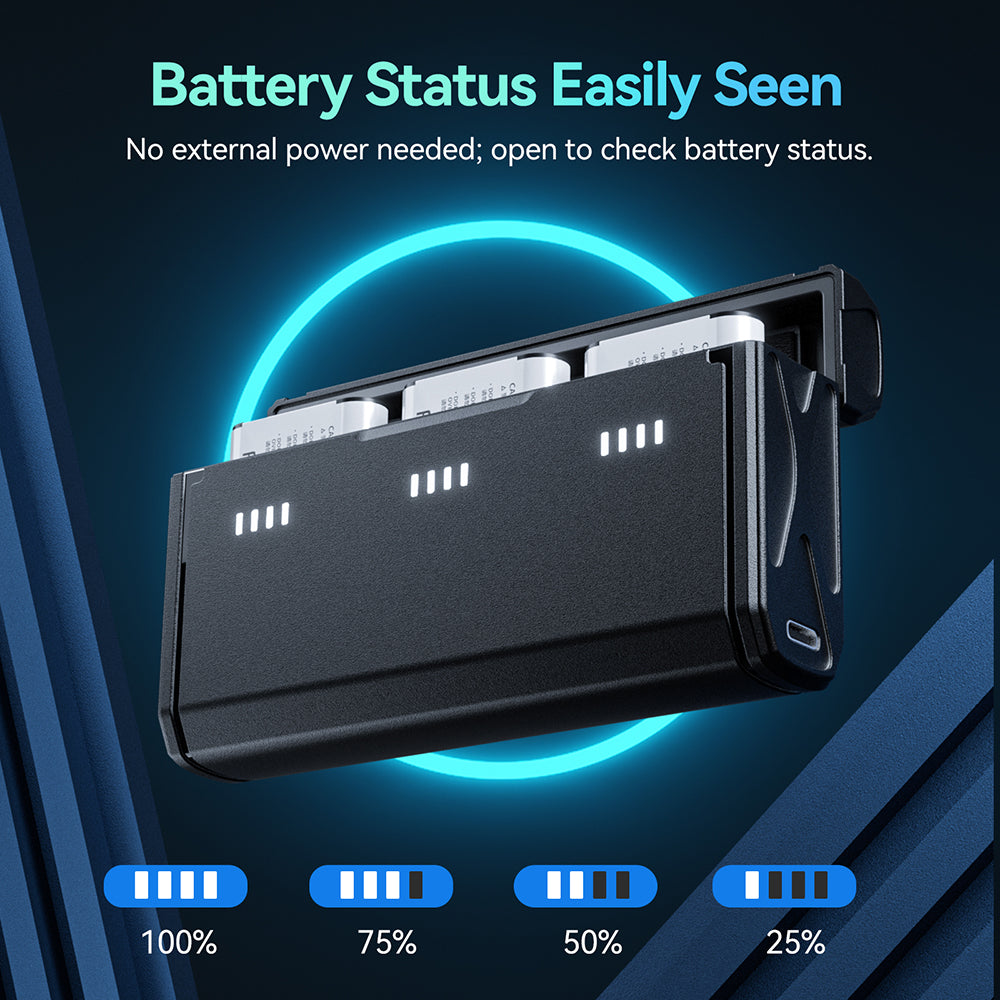 TELESIN Portable Charging Case with 2 NP-BX1 Batteries for Sony