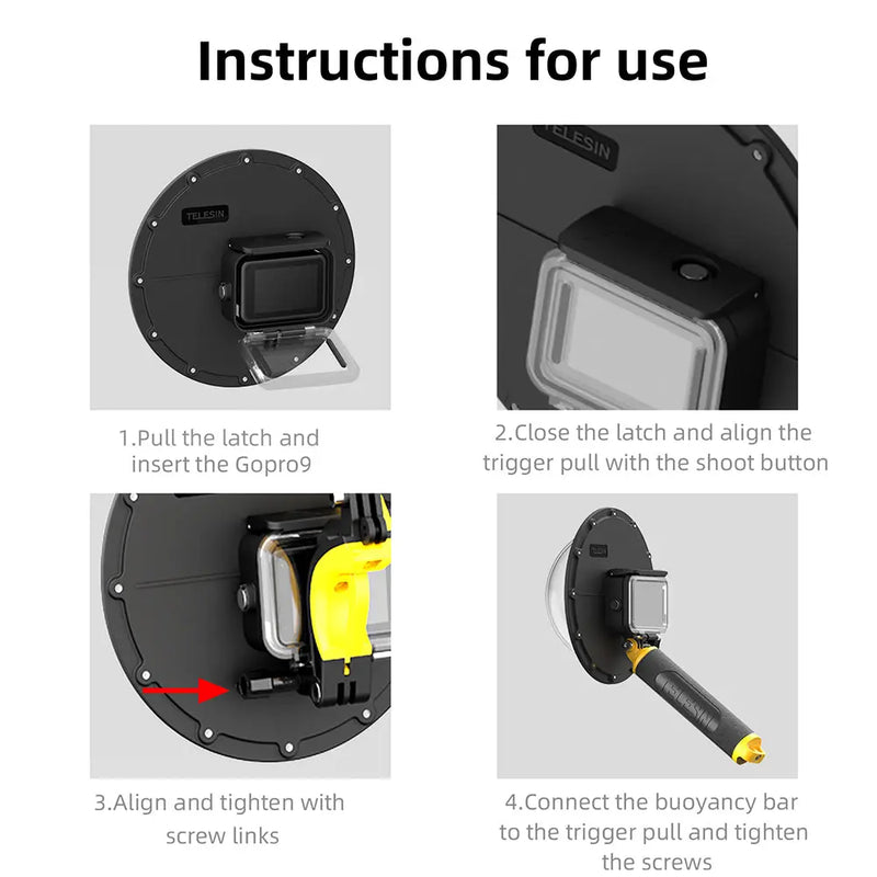 TELESIN Dome Port for GoPro Hero 11/10/9