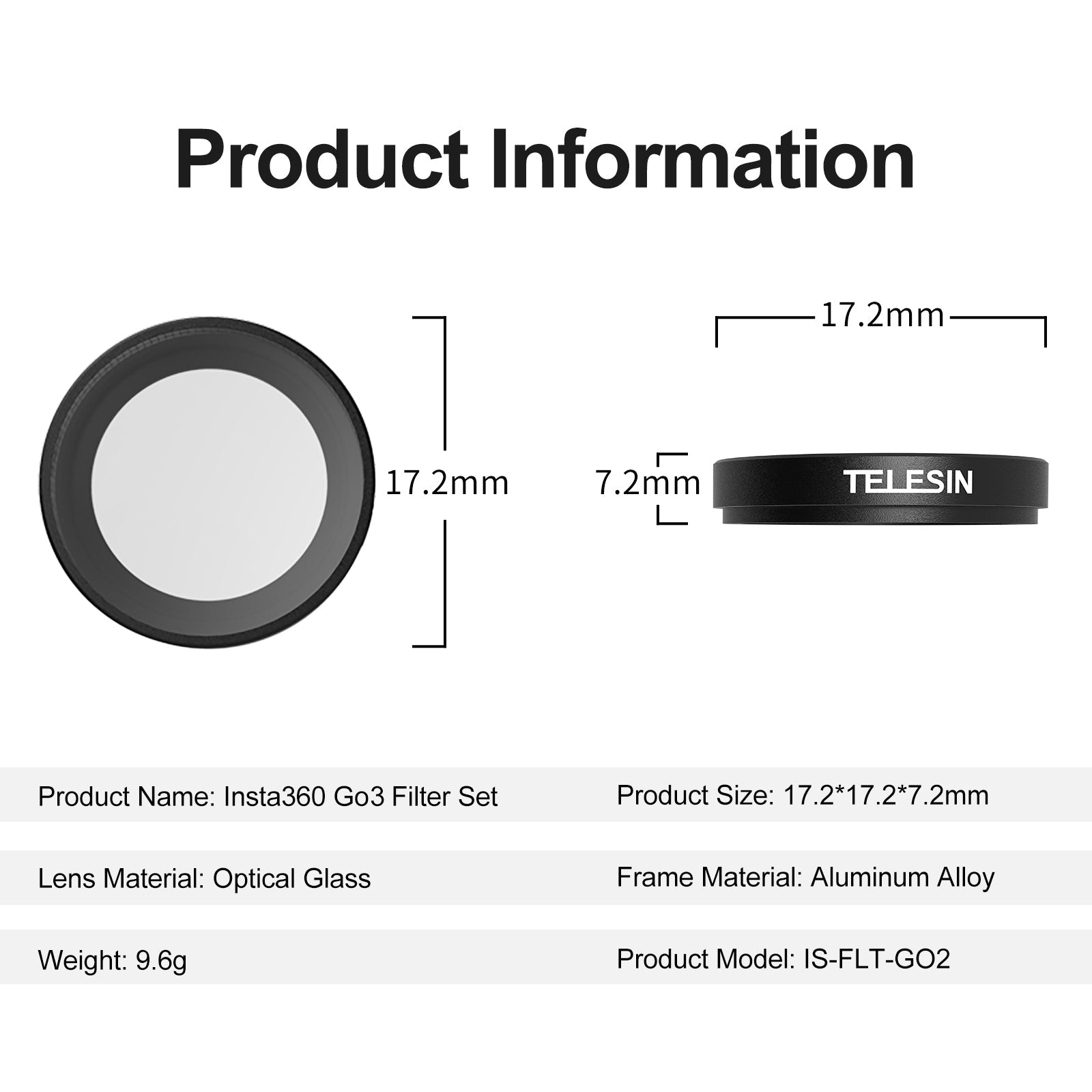 TELESIN Filter Set for Insta360 GO 2/3 TELESIN