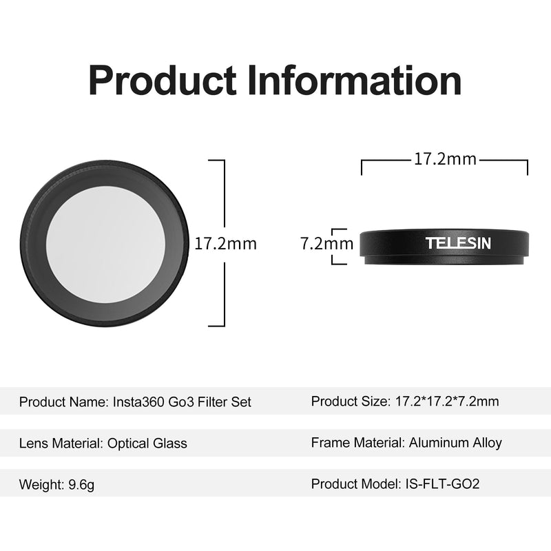 TELESIN Filter Set for Insta360 GO 2/3 TELESIN