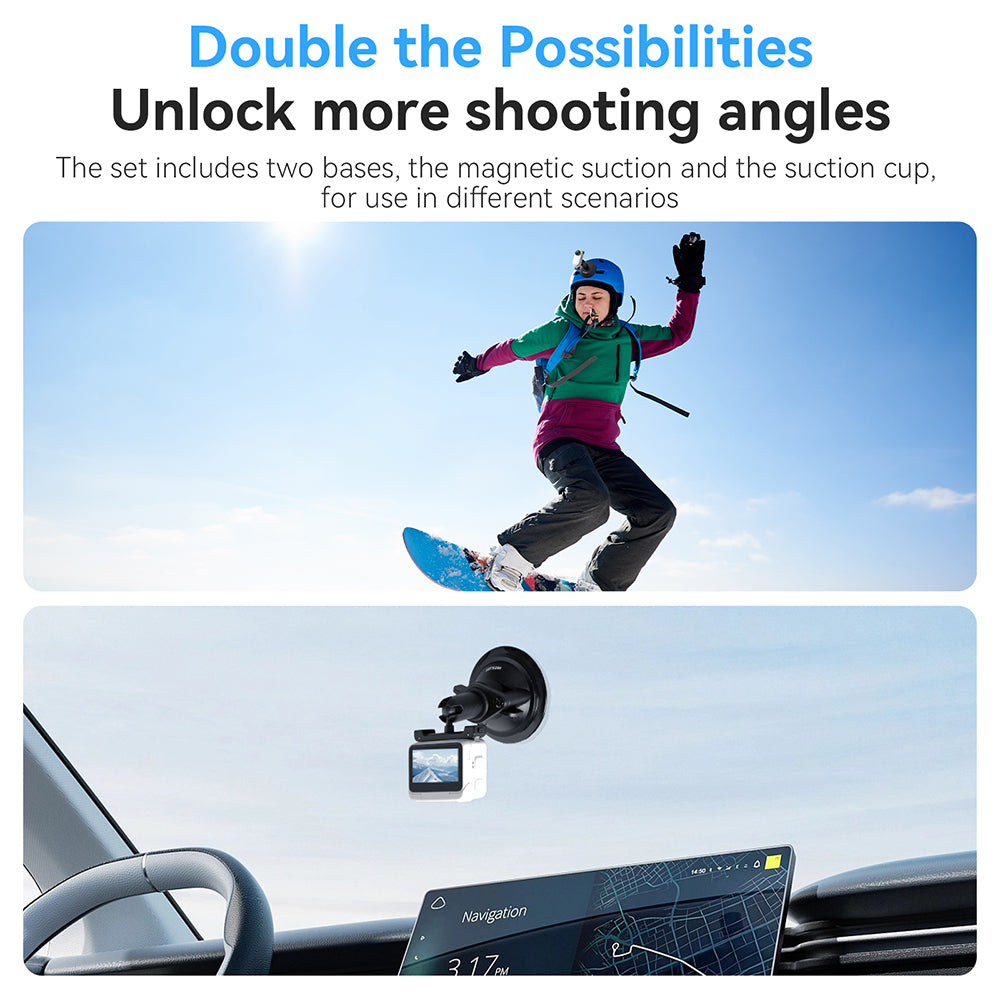 TELESIN Magnetic Base and Suction Cup Base Set for Insta360 GO 3