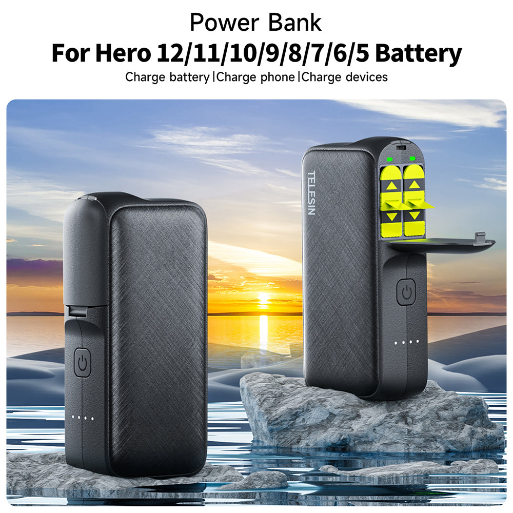 TELESIN Power Bank Storage Charging Case for GoPro Battery