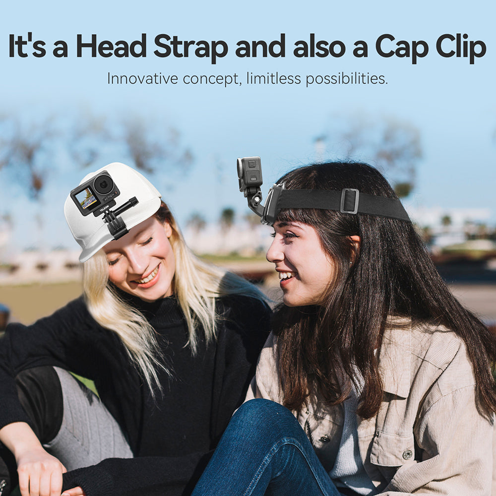 TELESIN 2-in-1 Hat Clip Quick Release Headband