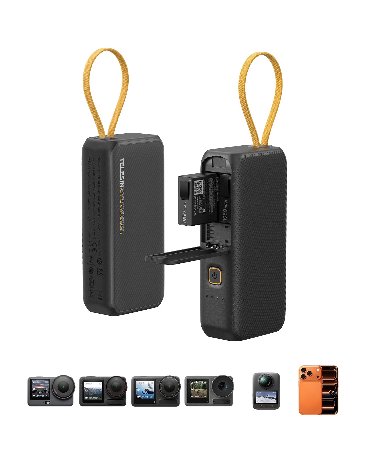 Telesin Portable Power Battery for Action 6/5 Pro/4/3/Osmo 360 & Smartphones