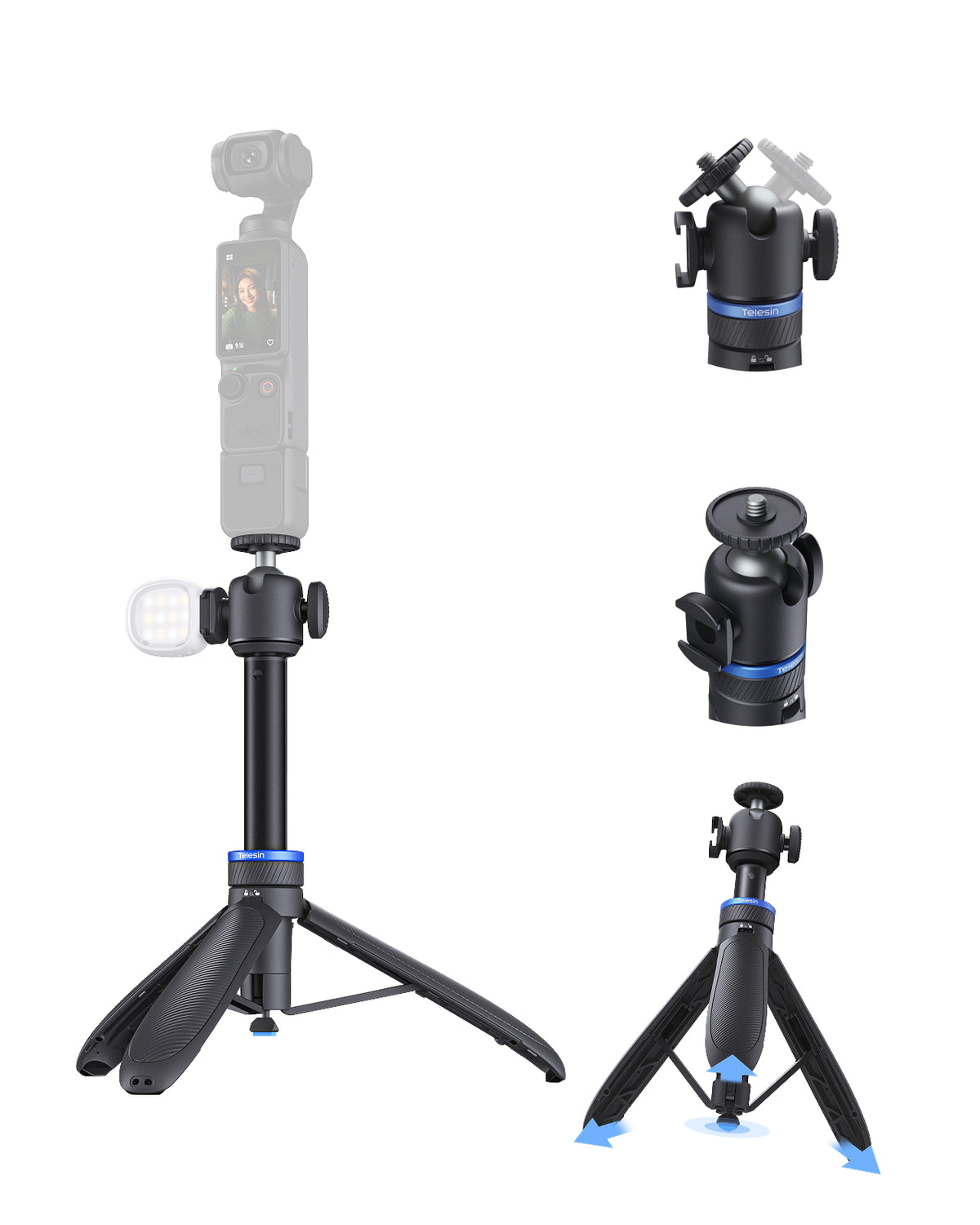 Telesin 65cm Quick-Release Tripod with 1/4" Screw For Pocket3\4\4P