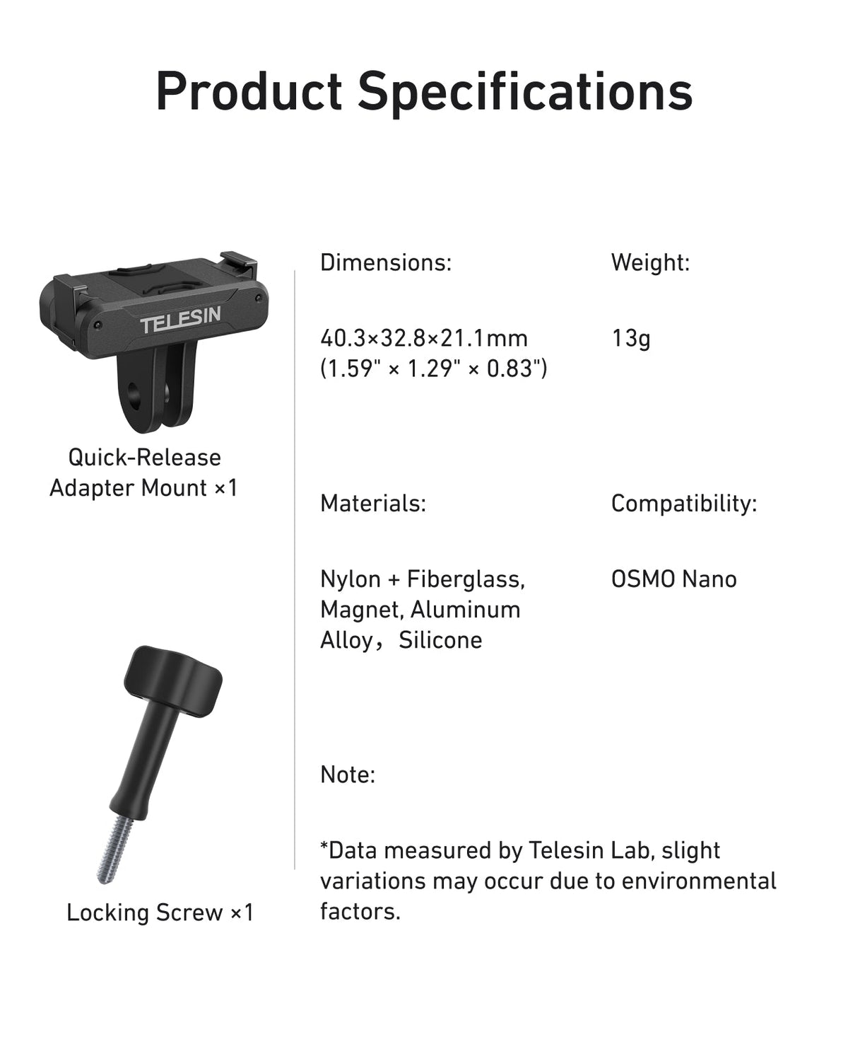 TELESIN Quick-Release Spring Clip for DJI Osmo Nano telesinstore