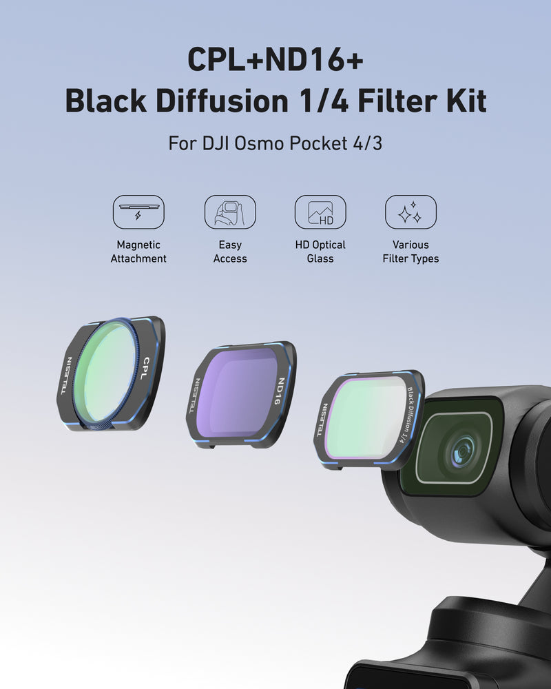 CPL+ ND16+ 1/4 Black Mist Filter Kit For DJI Osmo Pocket 4/3