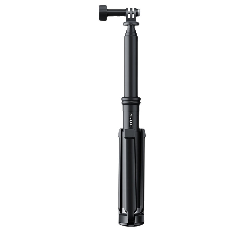 TELESIN Bastone per selfie estensibile in lega di alluminio da 0,9 m con treppiede e clip per telefono per GoPro