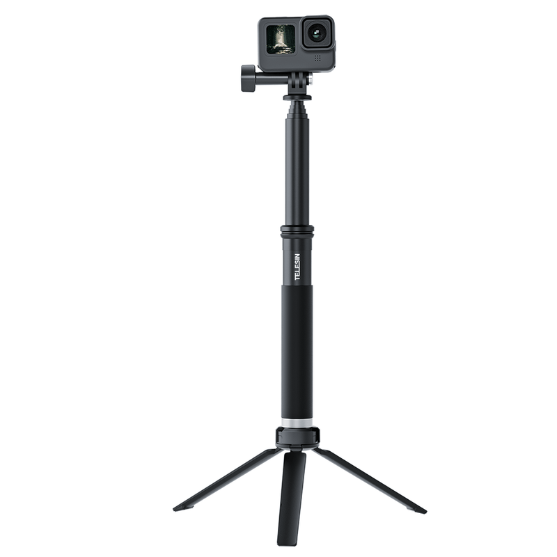 TELESIN 0.9m Extendable Aluminum Alloy Selfie Stick with Tripod and Phone Clip for GoPro - telesinstore