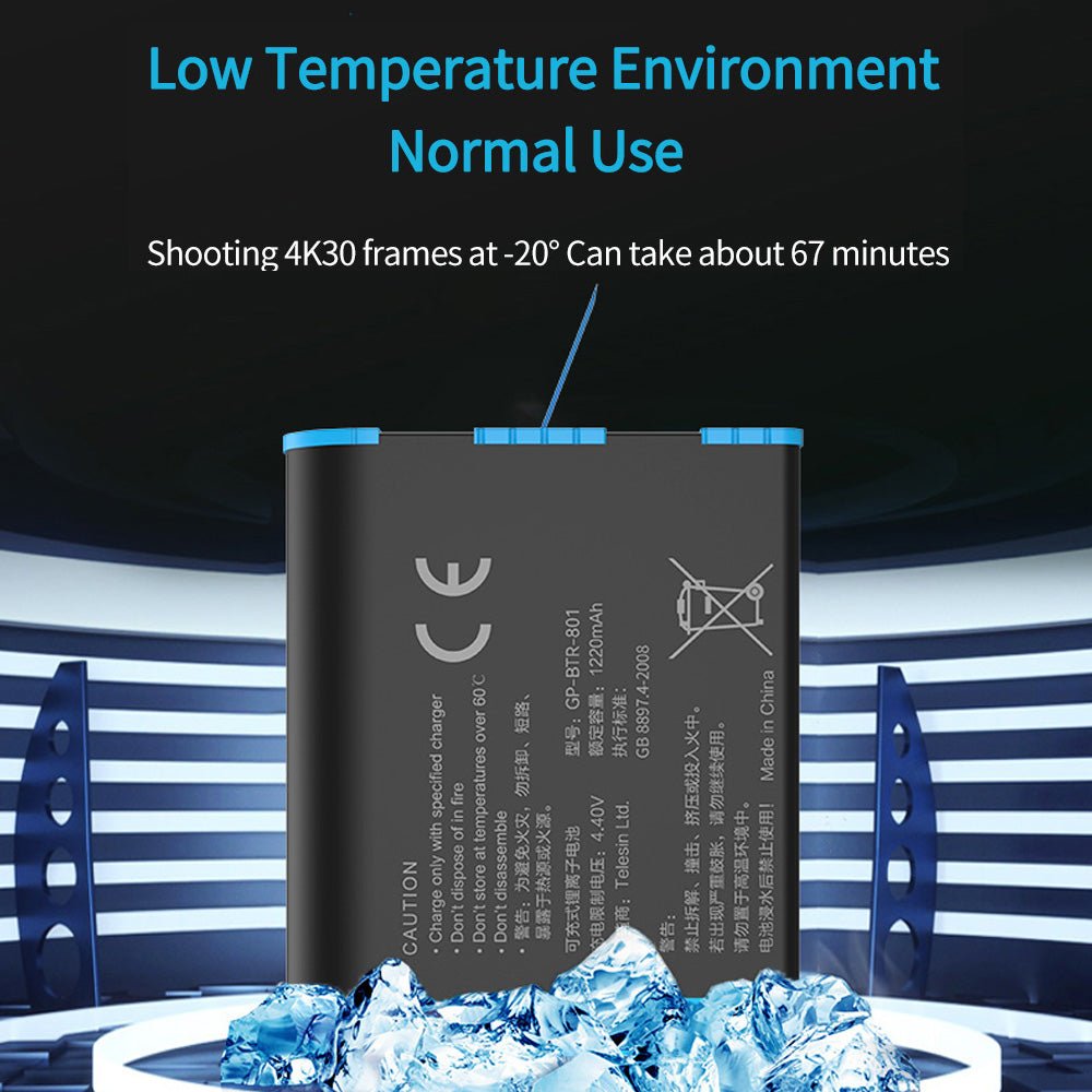 TELESIN 1220mAh Lithium-Ion Rechargeable Battery for GoPro 5/6/7/8 - telesinstore