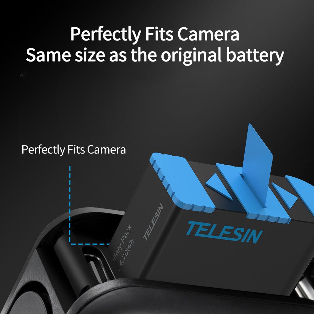 TELESIN 1220mAh Lithium-Ion Rechargeable Battery for GoPro 5/6/7/8 - telesinstore