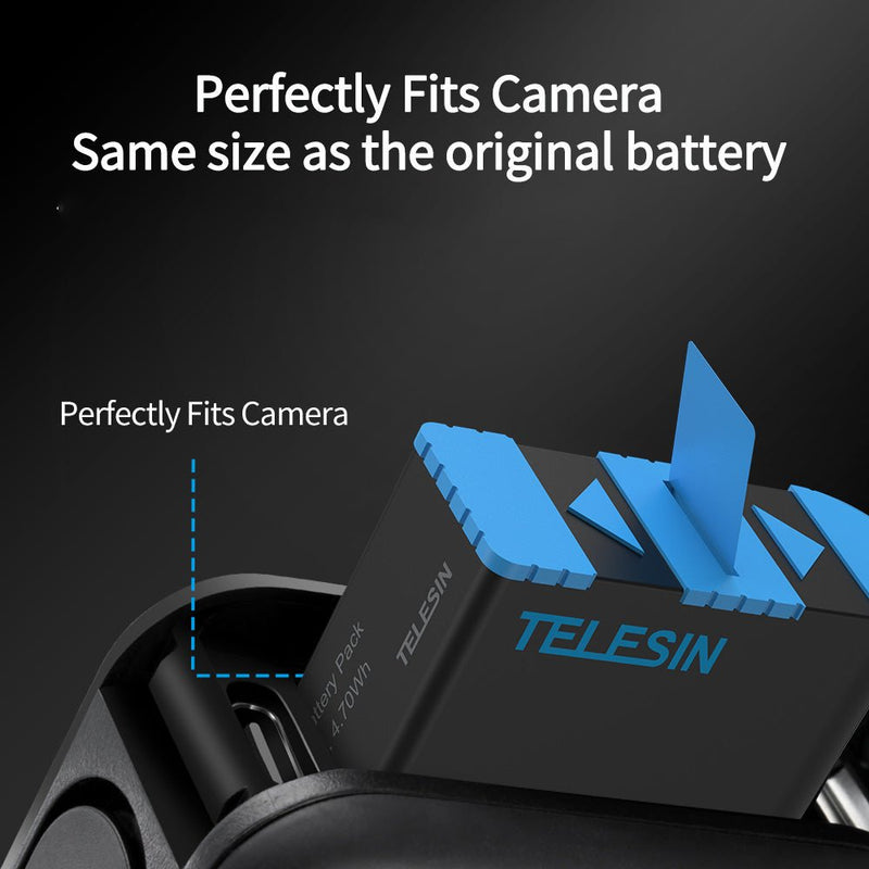 TELESIN 1220mAh Lithium-Ion Rechargeable Battery for GoPro 5/6/7/8 - telesinstore