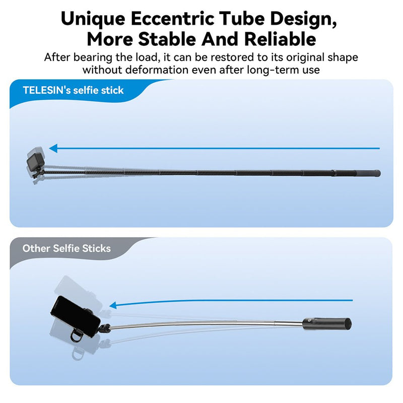 TELESIN 1.2m Adjustable Carbon Fiber Selfie Stick - telesinstore