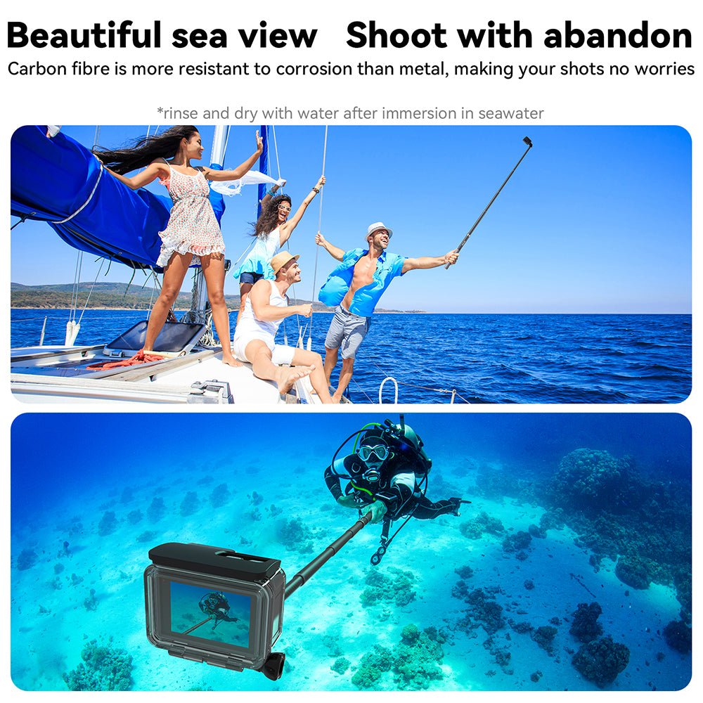 TELESIN 1.2m Adjustable Carbon Fiber Selfie Stick - telesinstore