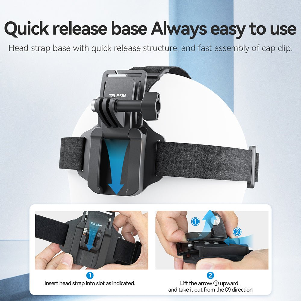 TELESIN 2-in-1 Hat Clip Quick Release Headband - telesinstore