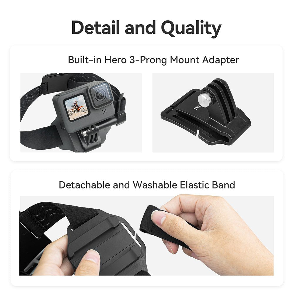 TELESIN 2-in-1 Hat Clip Quick Release Headband - telesinstore