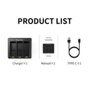 TELESIN 3 Slots Charger for GoPro Hero 9/10/11/12 - telesinstore
