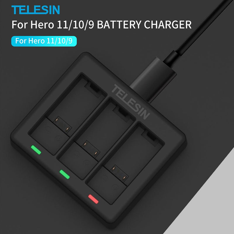 TELESIN 3 Slots Charger for GoPro Hero 9/10/11/12 - telesinstore