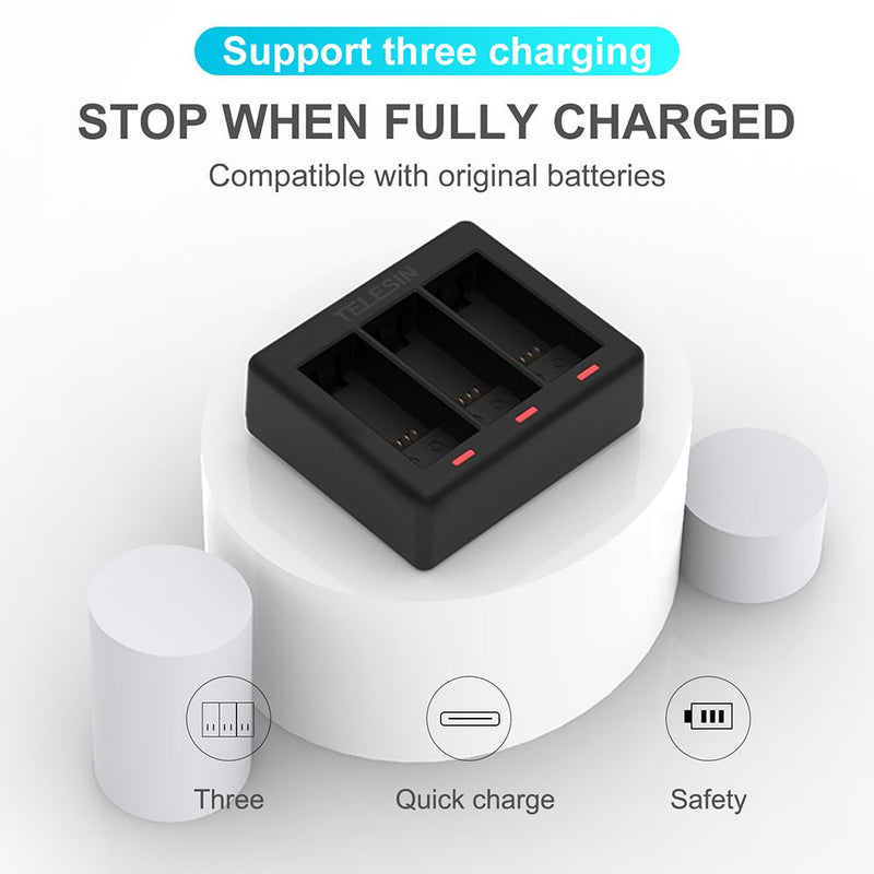 TELESIN 3 Slots Charger for GoPro Hero 9/10/11/12 - telesinstore