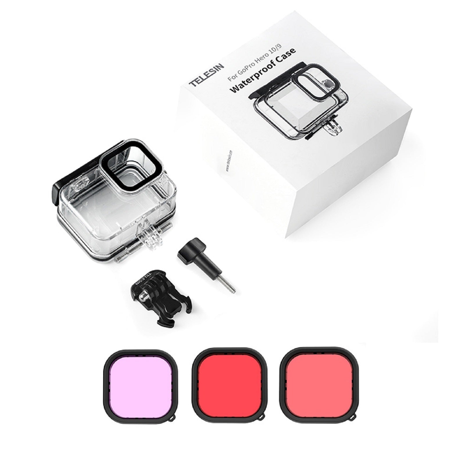 Waterproof Case with Lens Filter for GoPro 9-12 TELESIN