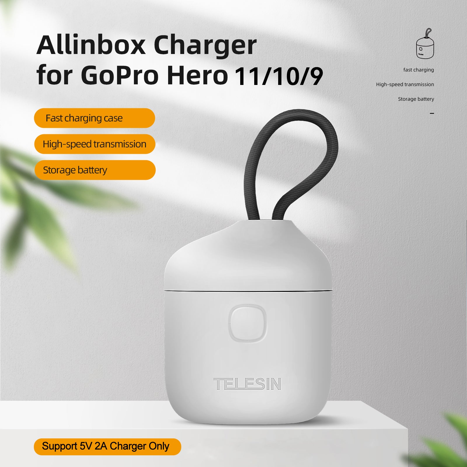 TELESIN AllinBox Portable Storage Charger for GoPro Hero 11/10/9