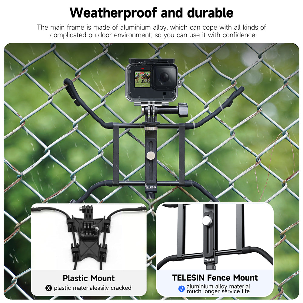 TELESIN Adjustable Universal Fence Mount for Action Cameras/ Phones